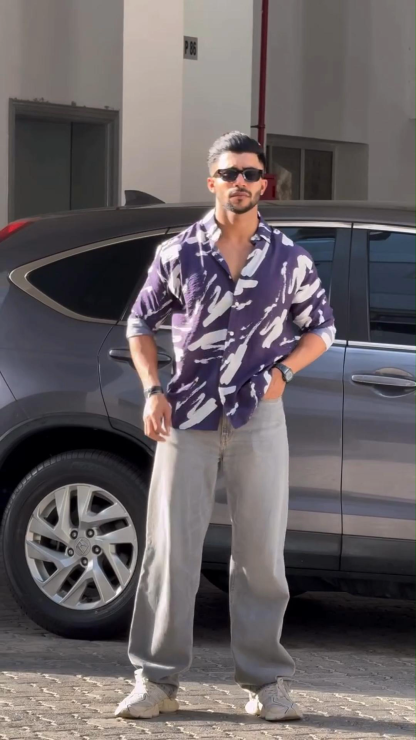 Summer Loose Versatile Tie-Dye Full Print Pattern Beach Resort Style Short-Sleeved Shirt