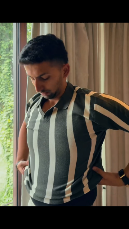 Men's Summer Green Stripes Polo Shirt 