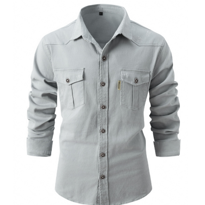 Men's Stretchable Cotton Casual Fashion Men's Long Sleeve Shirt