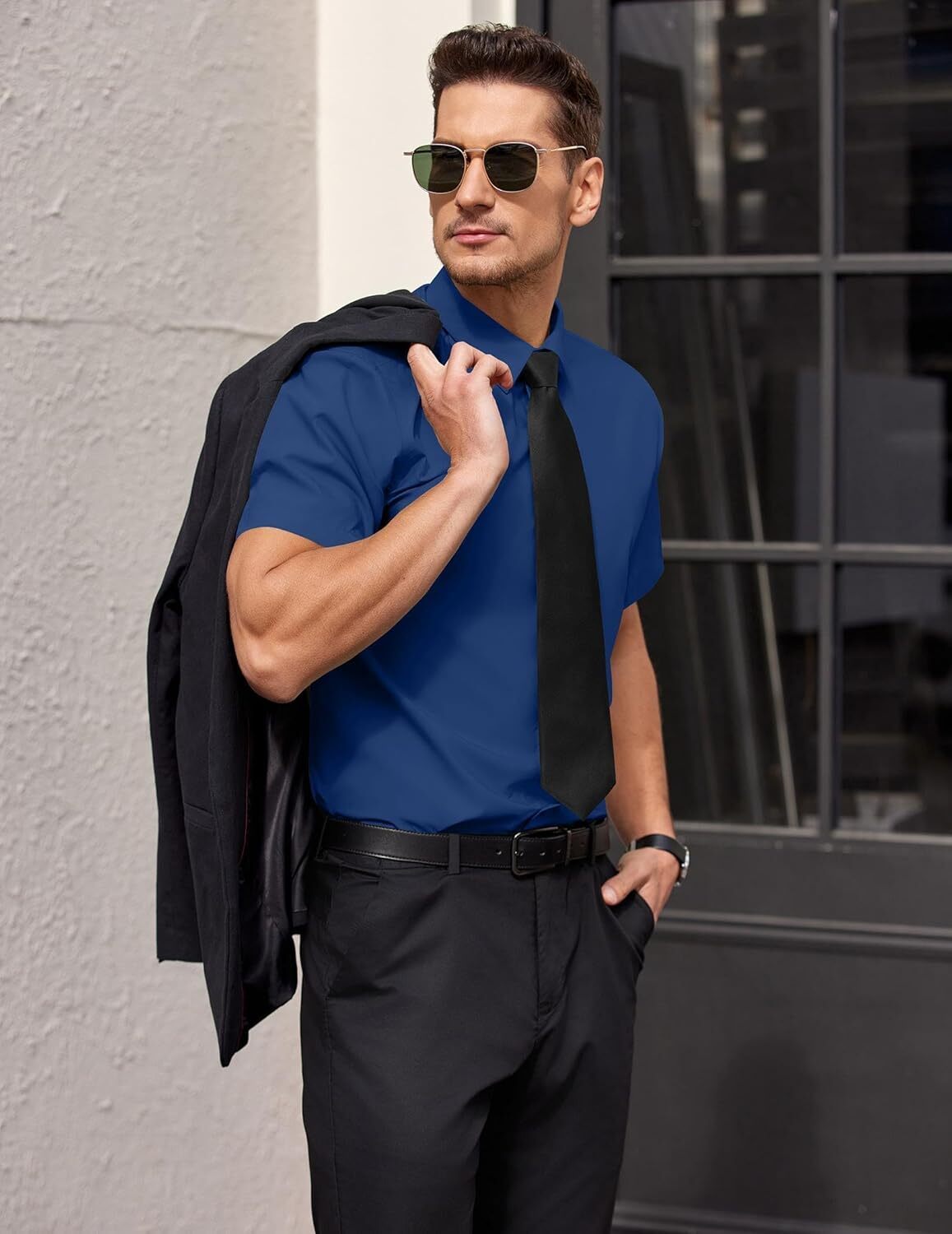 Mens Short Sleeve Dress Shirts Wrinkle Free Casual Button Down Shirts Summer Untucked Dress Shirt