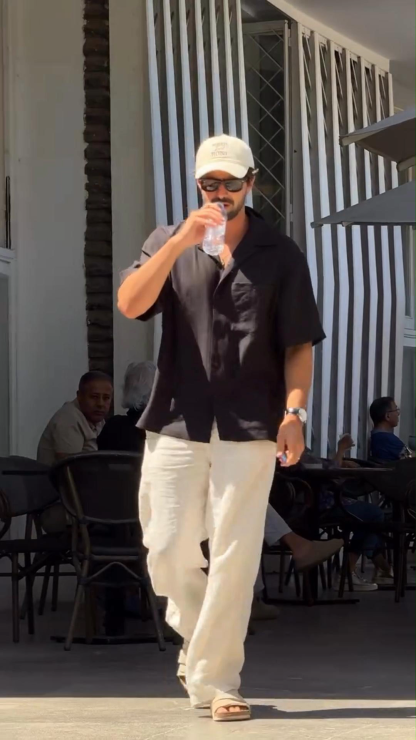 Men's Casual Pants Loose Wide-Leg Thin Linen Trousers