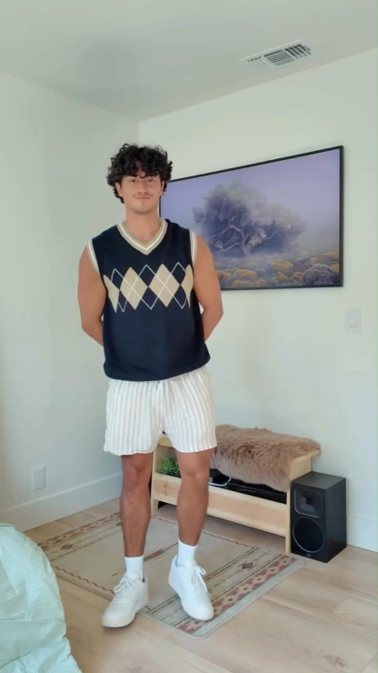 Men's Summer Linen Casual Style Versatile Striped Shorts