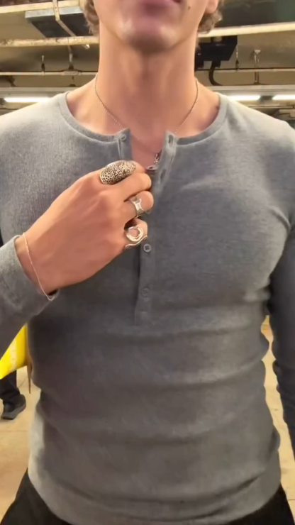 Men's Henley Neck Long Sleeve Shirt, Smooth and Soft Cotton Blend Tee, Casual & Layering Essential