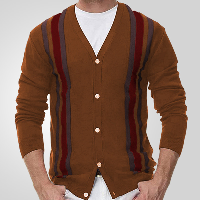 Winter Spring New Men's Knitted Sweater V Neck Long Sleeve Warm Sweate