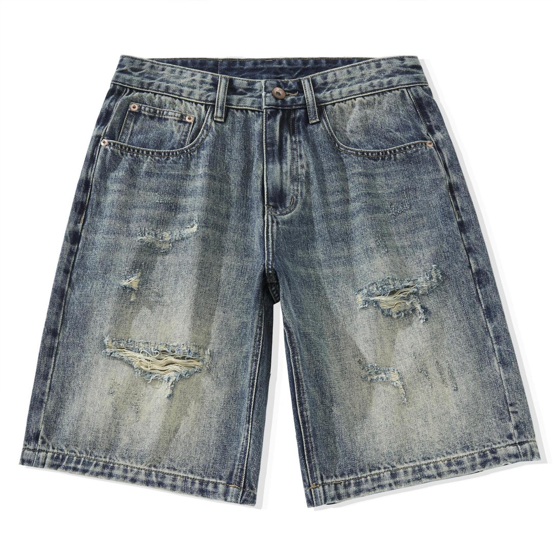 Men's Summer Ripped Denim Shorts