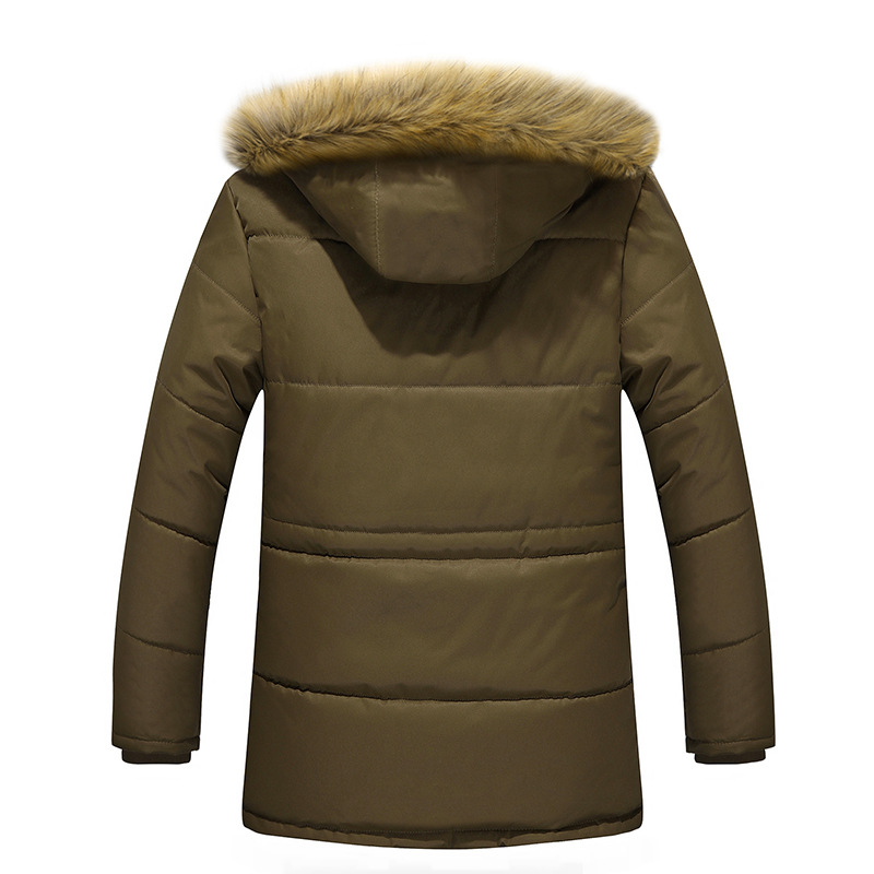 Men Warm Thickening Mens Long Jacket Cotton-Padded Jacket Mens Hooded Coat