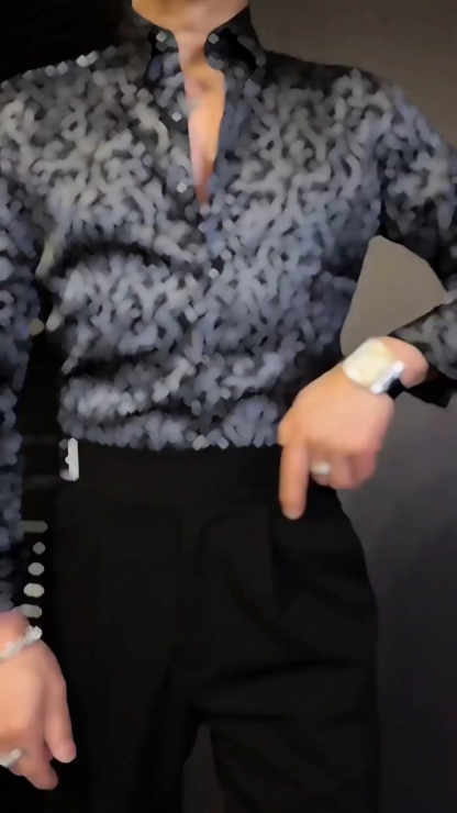 Fall Men's Shirt: Edgy Artistic Print, High - End Versatile Casual Button - Up