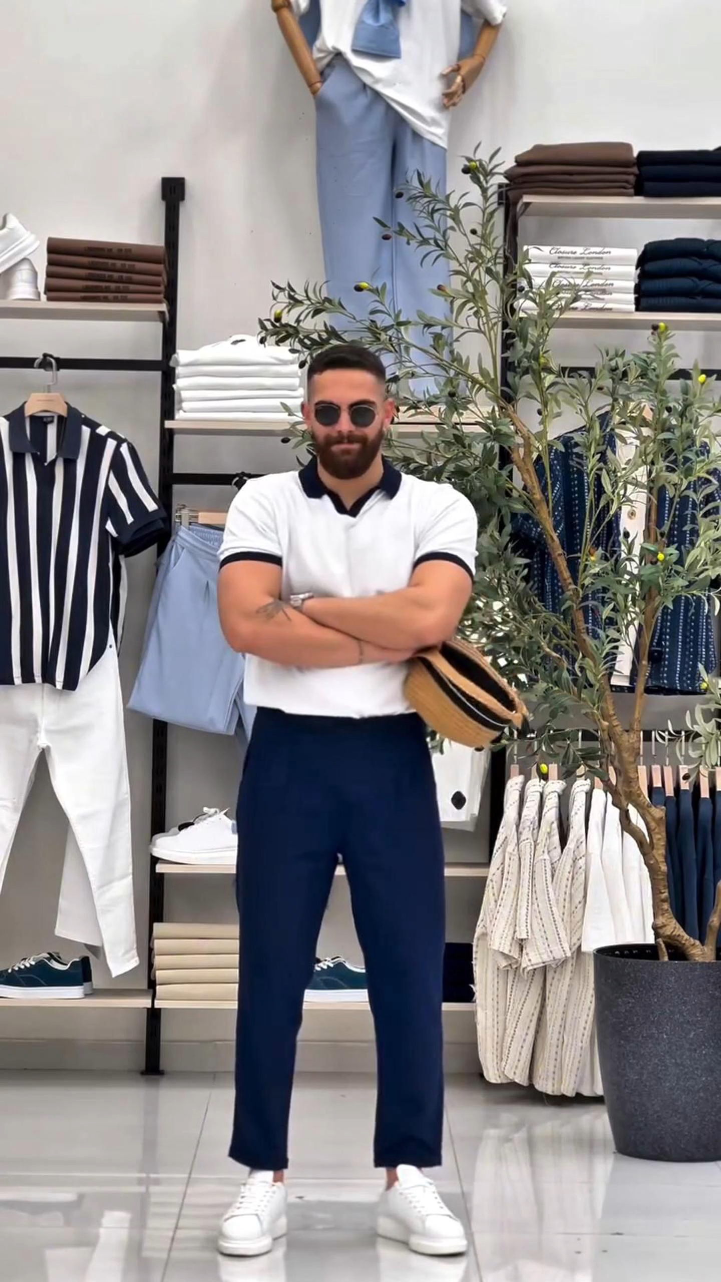 Summer Men's Casual Contrast Color V-Neck Polo Shirt