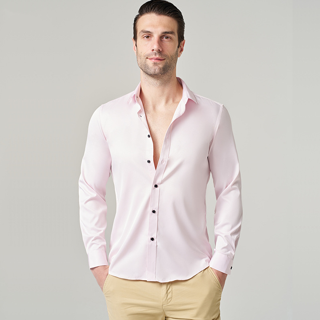 Men's Ice Silk Long-Sleeved Versatile High-End Inner Shirt