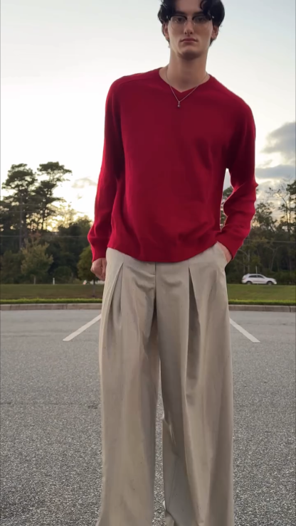 Men's Christmas Day V-Neck Knit Sweater, Versatile Business Casual Pullover, Christmas Gift for Him