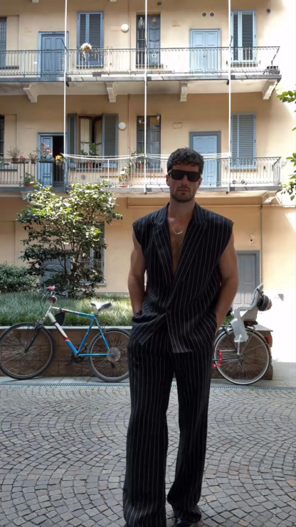 Summer Men's Suit Collar Design Sleeveless Vest