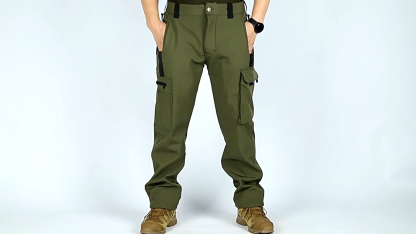 Men's Outdoor Work Softshell Pants, Thermal Fleece Lined Mountaineering Pants with Multiple Pockets, Training Trousers for Hiking & Outdoor Jobs