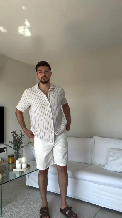 Retro Striped Summer Thin Loose Short-Sleeved Casual Versatile Short-Sleeved Shirt