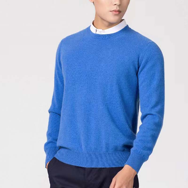 Men's Autumn/Winter New Knit Sweater – Plus Size Crew Neck Pullover, Loose Fit Solid Color Base Layer