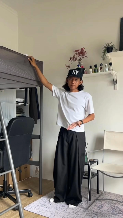 Pleated Design Textured Casual Pants Men's Autumn Style Drape Loose Straight Trousers