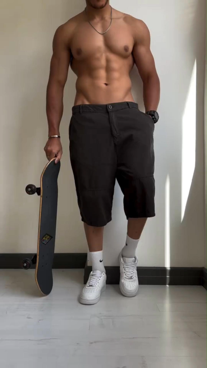 Pure Cotton Casual Men's Shorts Straight Leg Shorts Solid Color All-Match