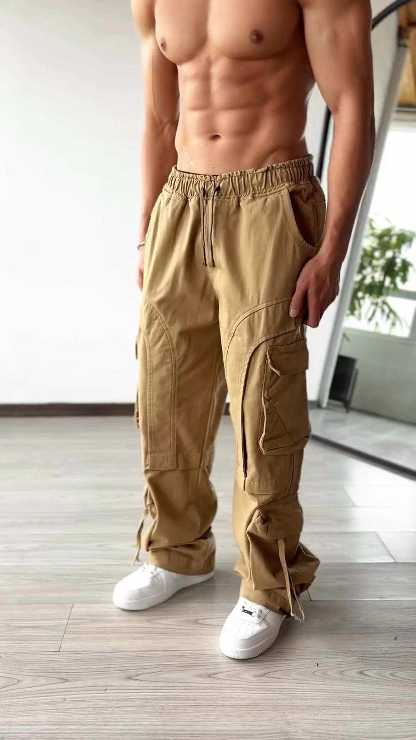 Summer Men's Loose Casual Versatile Multi-Pocket Overalls