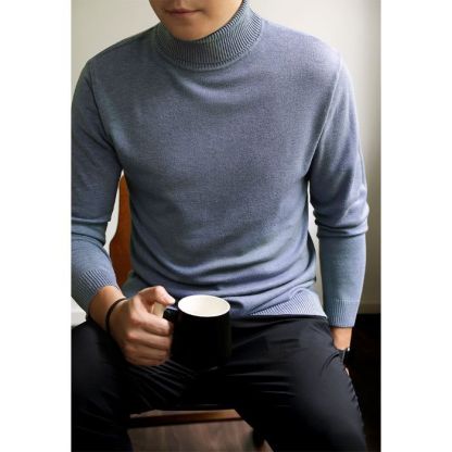 Men's Autumn/Winter Thickened Turtleneck Sweater – Warm Knit Base Layer, Foldable Collar, Machine Washable