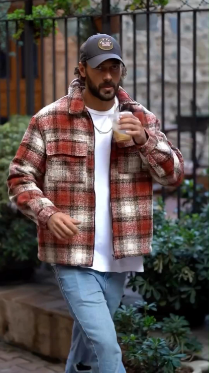 Men's Spring and Autumn Retro Plaid Casual Jacket