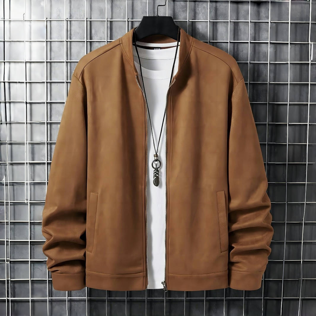 Large Size Men's Fashion Zipper Suede Jacket