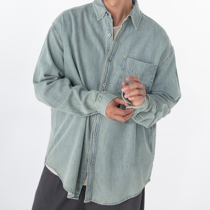Men's Summer Denim Style Casual All-Match Long-Sleeved Shirt