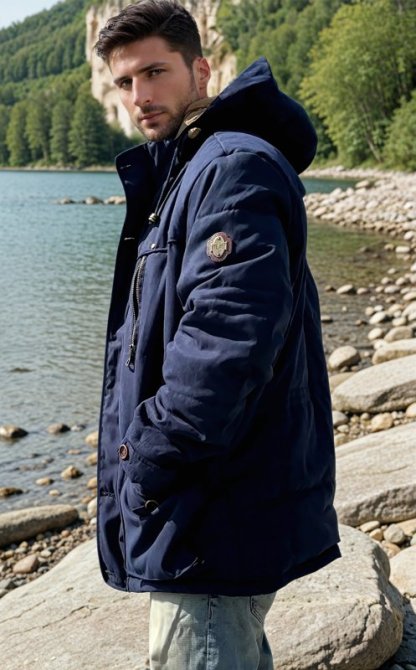 Men's Winter Jacket Parka Mid-Length Plus Velvet Thick Warm Multi Pocket Jackets Solid Parka Male Coat