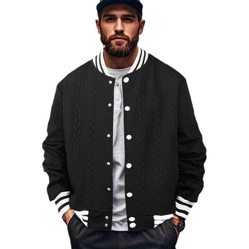 Jacket Coat for Men Men's Spring and Autumn New Jacquard Design Trendy and Fashionable Solid Color Men's Cardigan Baseball Shirt 