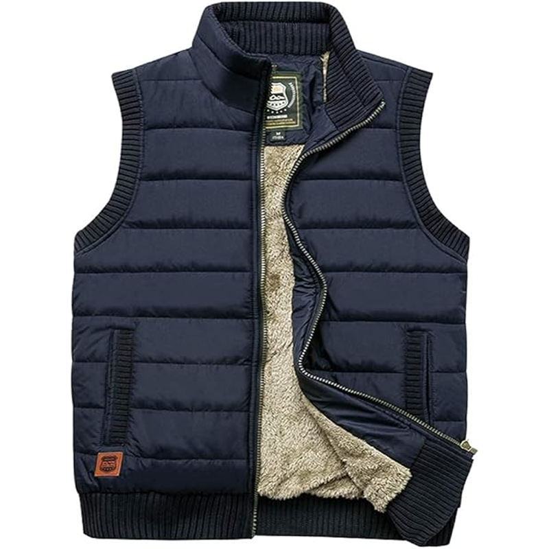 Men's Outdoor Stand Collar Fleece Jacket Vest Casual Padded Vest Coat