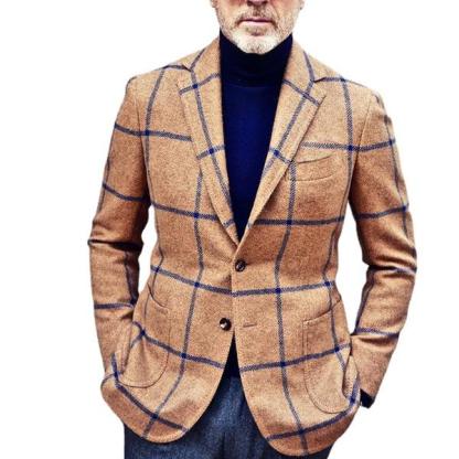 Men’s Lapel Plaid Suit Jacket
