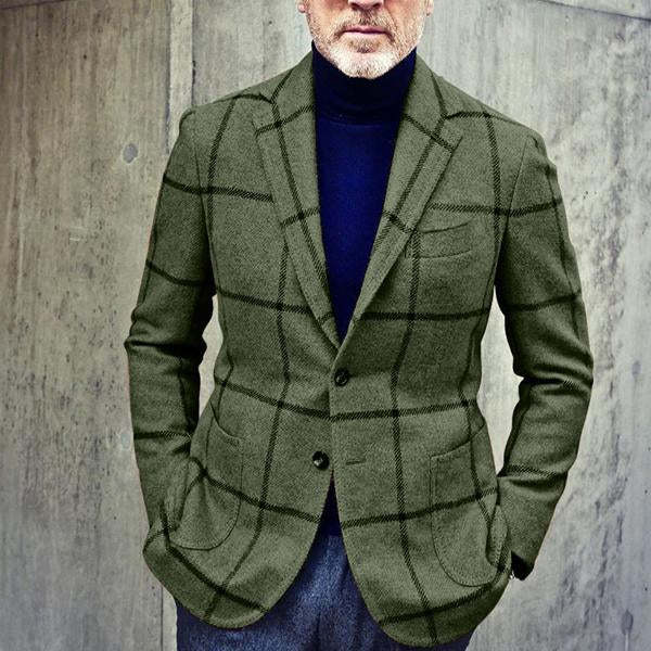 Men’s Lapel Plaid Suit Jacket