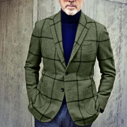 Men’s Lapel Plaid Suit Jacket