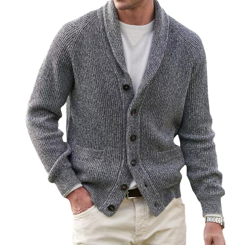 Men's Sweater Cardigan Sweater Knit Button Knitted Solid Color Shawl Collar Basic Casual Daily Clothing Apparel Fall Winter 