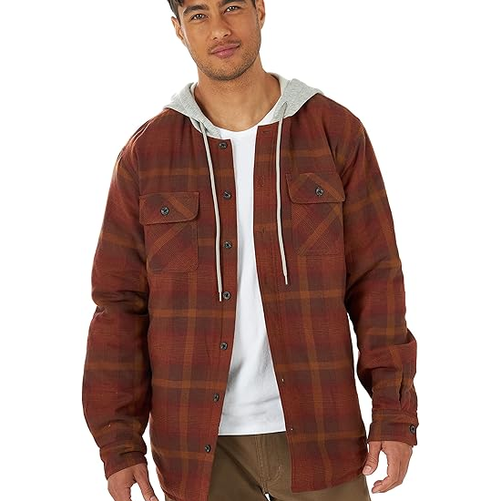 Men's Long Sleeve Quilted Lined Flannel Shirt Hoodie Everyday Casual Hoodie