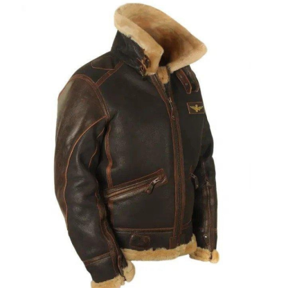 Autumn and winter brown lapel zipper pocket zipper fit trendy casual leather jacket
