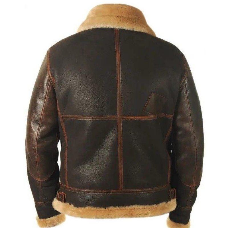 Autumn and winter brown lapel zipper pocket zipper fit trendy casual leather jacket