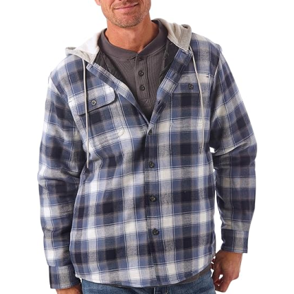 Men's Long Sleeve Quilted Lined Flannel Shirt Hoodie Everyday Casual Hoodie