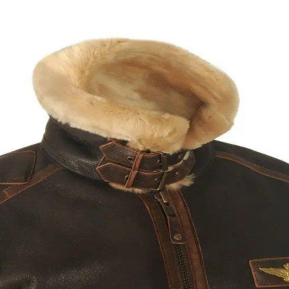 Autumn and winter brown lapel zipper pocket zipper fit trendy casual leather jacket