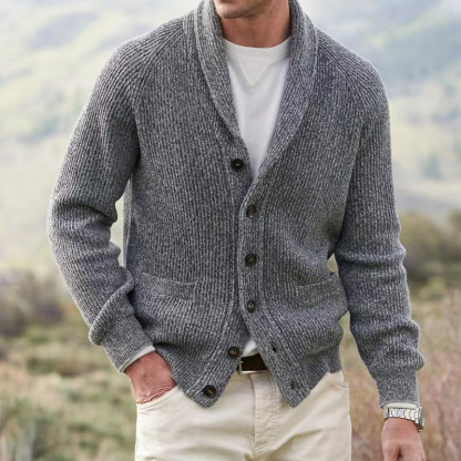 Men's Sweater Cardigan Sweater Knit Button Knitted Solid Color Shawl Collar Basic Casual Daily Clothing Apparel Fall Winter 