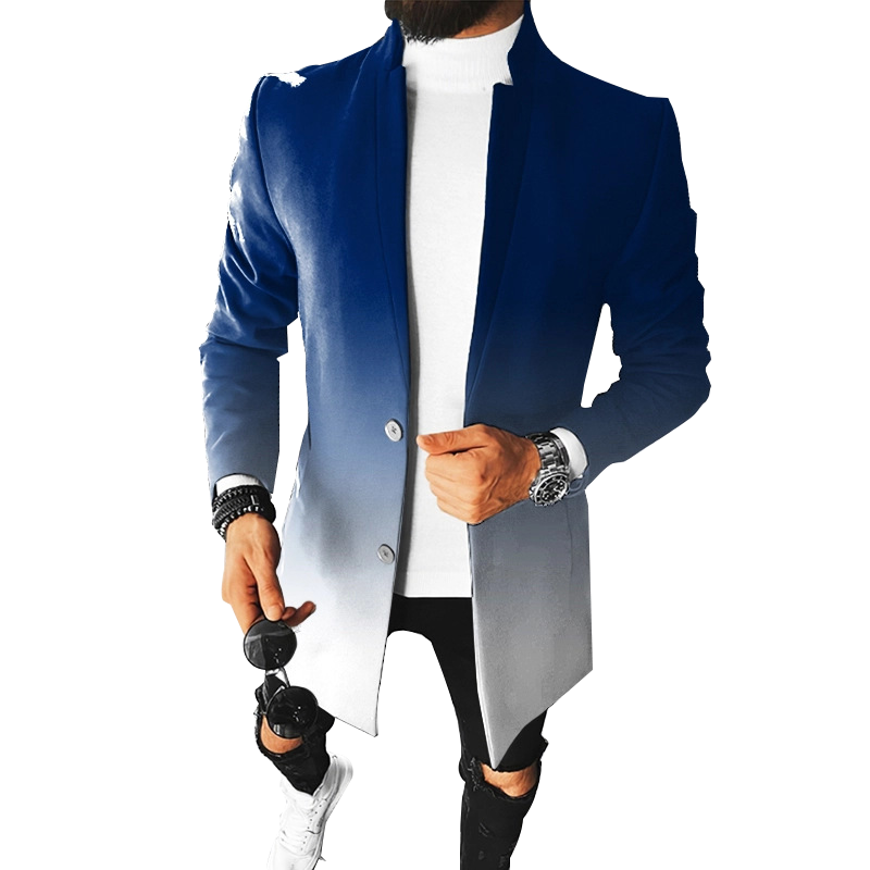 Men's Fashion Plaid Trench Coat