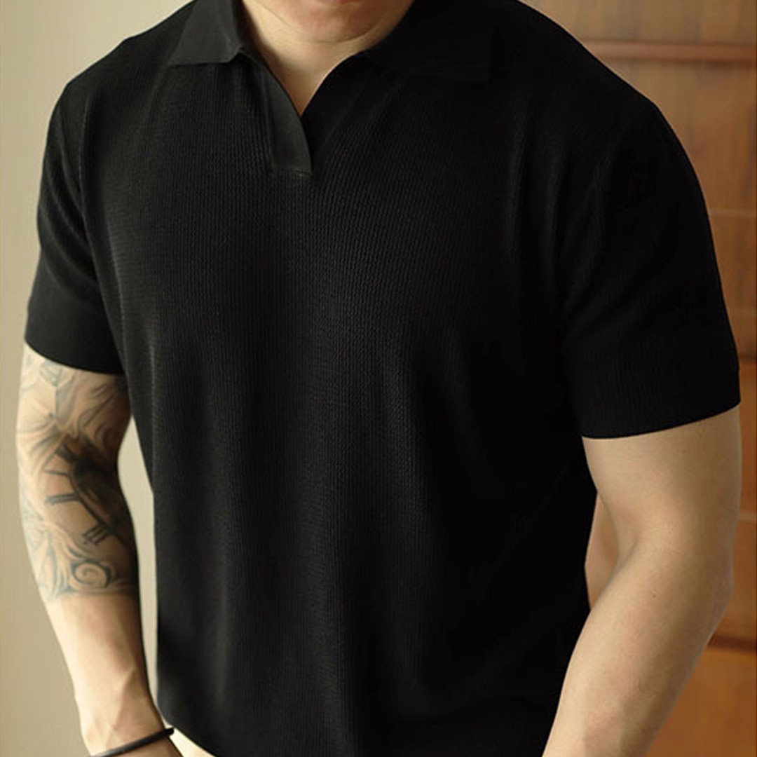 Summer Men's Light Breathable Slim Solid Color Polo Shirt