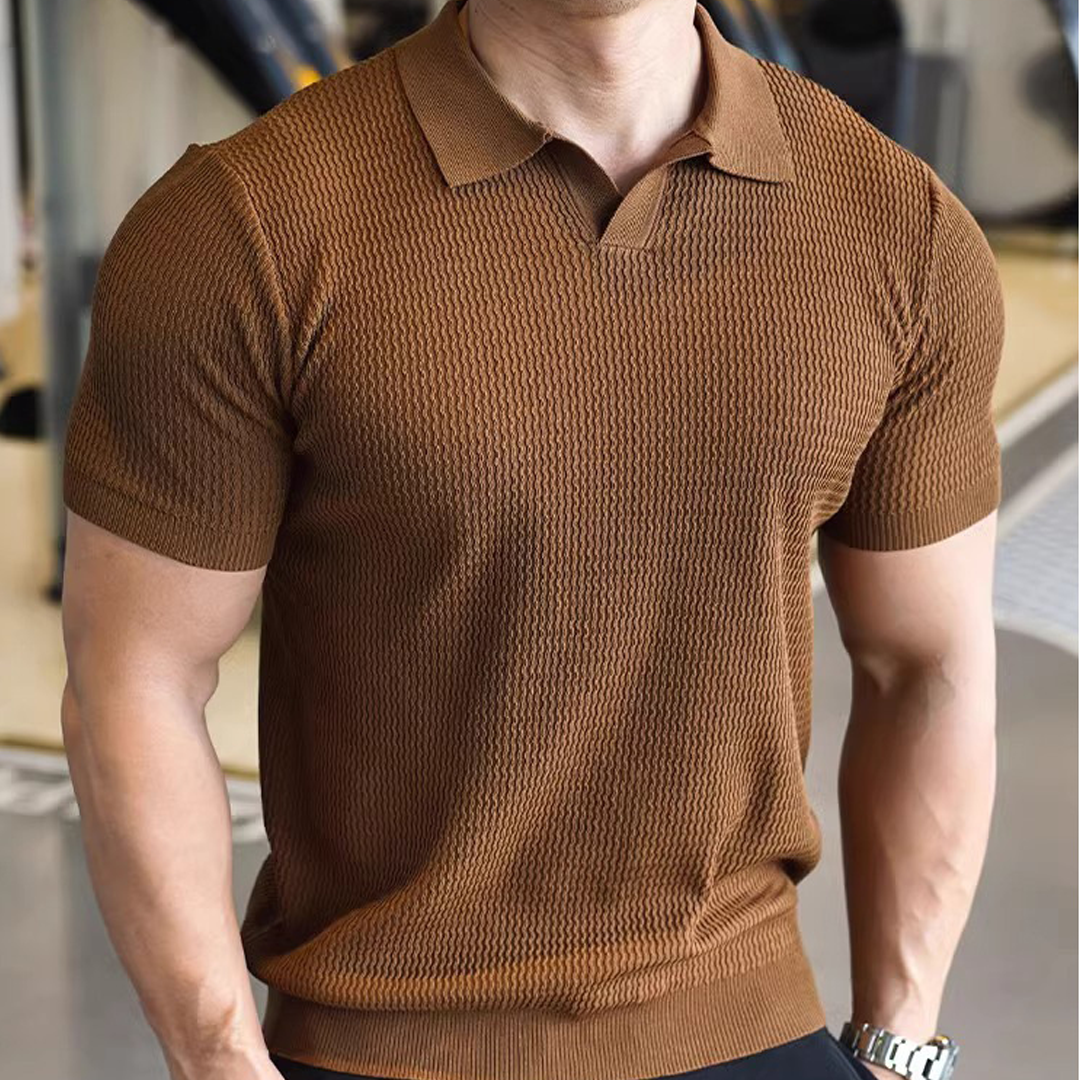 Summer Men's Light Breathable Slim Solid Color Polo Shirt