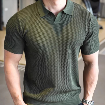Summer Men's Light Breathable Slim Solid Color Polo Shirt