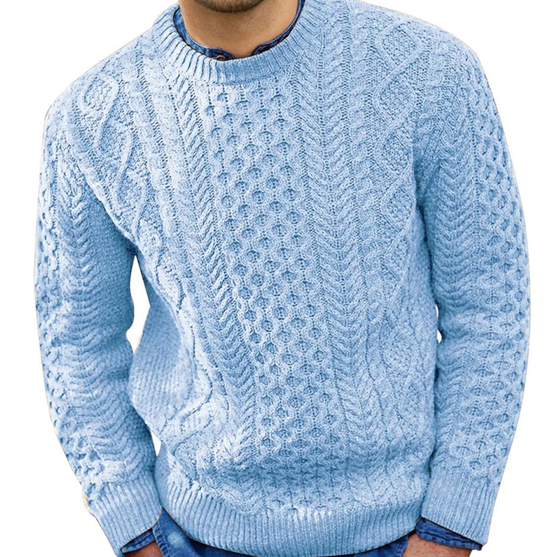 Knitted Crewneck Sweater with Ribbed Pattern
