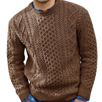 Knitted Crewneck Sweater with Ribbed Pattern
