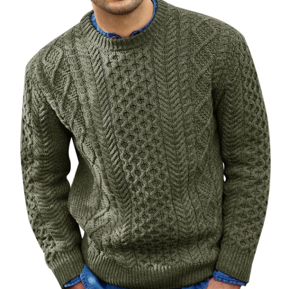 Knitted Crewneck Sweater with Ribbed Pattern