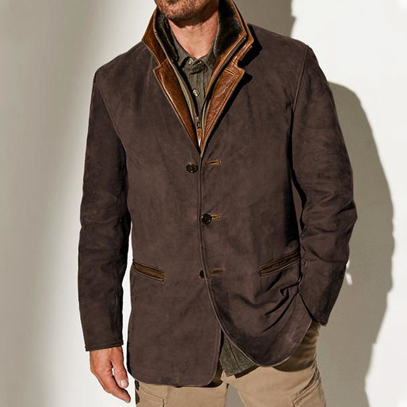 New Thickened Model Men’s Autumn Vintage Buckskin Jacket