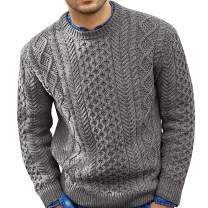Knitted Crewneck Sweater with Ribbed Pattern