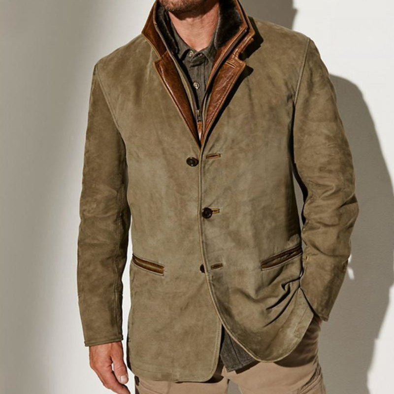 New Thickened Model Men’s Autumn Vintage Buckskin Jacket