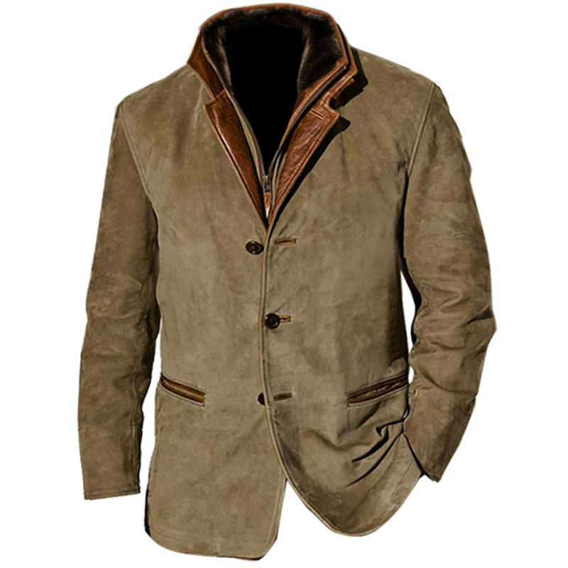 New Thickened Model Men’s Autumn Vintage Buckskin Jacket