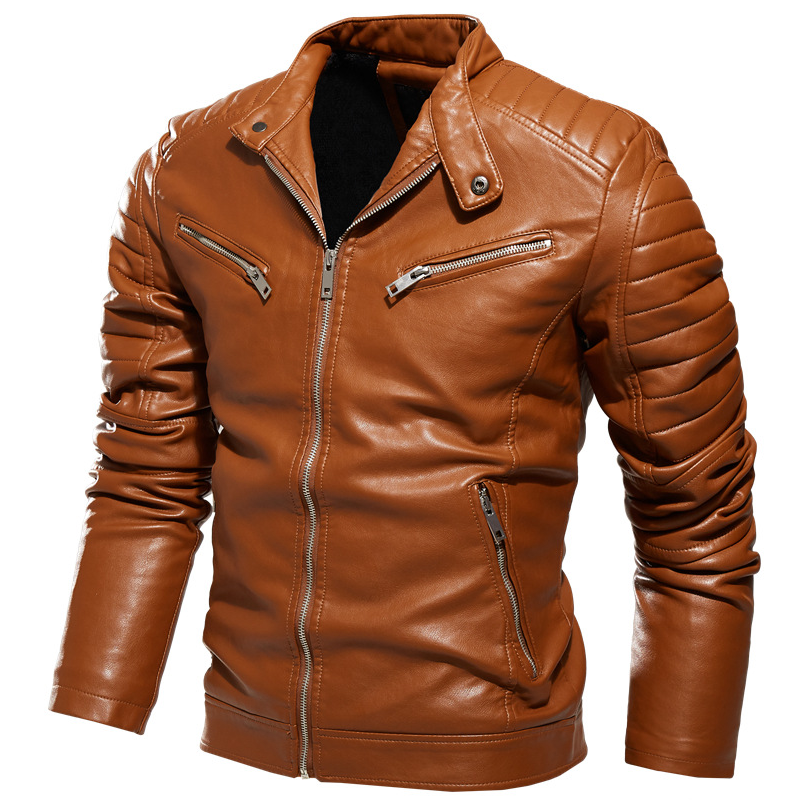 Mens Black and Brown Genuine Sheepskin Leather Motorcycle Jacket Vintage Motorcycle Jacket